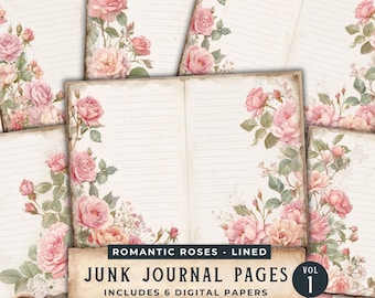 シャビー、空白の罫線入りジャーナルページ、ジャンクジャーナル用品