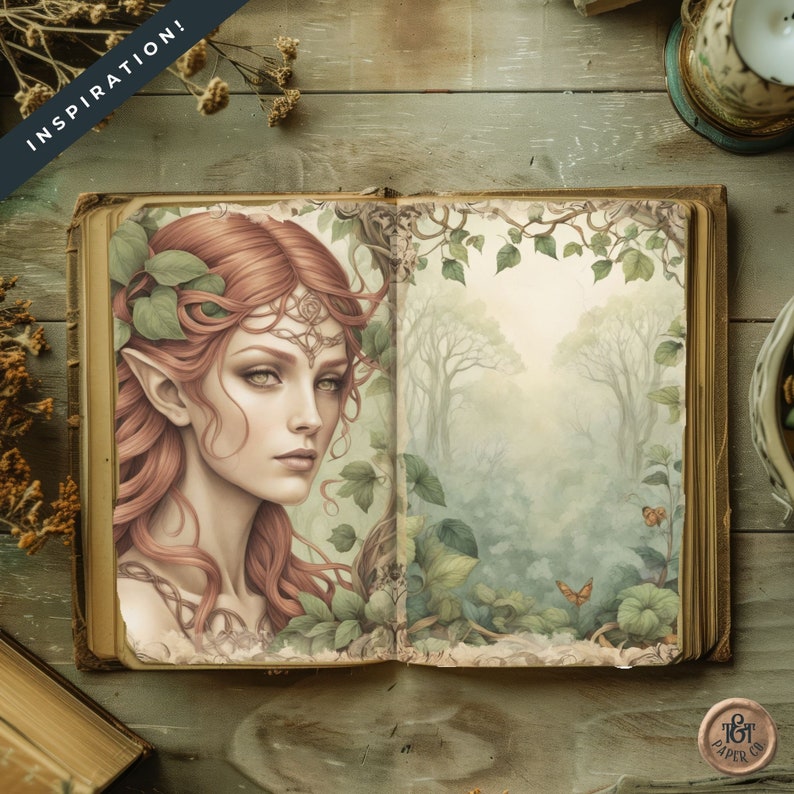 Woodland Elf Protector Junk Journal Pages Forest Fairies Woodland