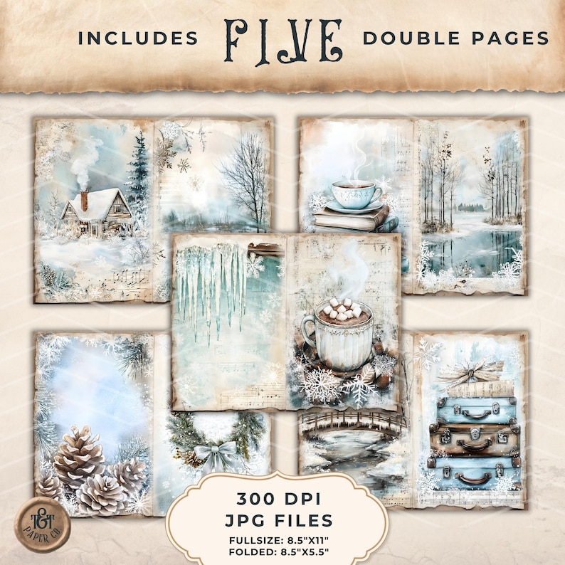 Rustic Winter Junk Journal Kit - Cozy Winter Papers Christmas Journal ...