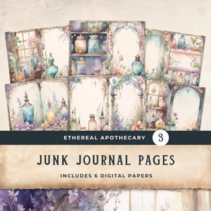 Apothecary Junk Journal Pages Herbal Grimoire Victorian Apothecary Journal Potions Garden Nature Printable Digital Scrapbook - vol3 11x8.5