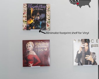 Vinyl album shelf minimalist easy to hang displays record safely with wall art