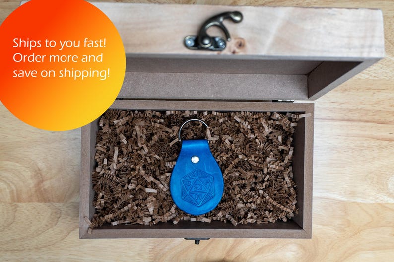 Geeky D20 Polyhedral Dice Leather Key Fob Etsy