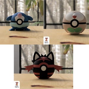 Pokémon Figures: Rowlet, Robball, Litten, Popplio, and Litto | 3D-Printed Decoration | Gift for Pokémon Fans | Handmade