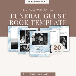 Editable Funeral Guest Book Template Celebrating the Life of Funeral ...