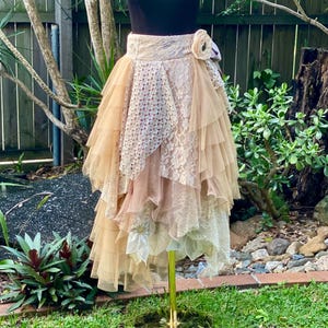 Reworked Fairy Wrap Skirt: Bohemian Goddess Tulle Lace, Multi-Size