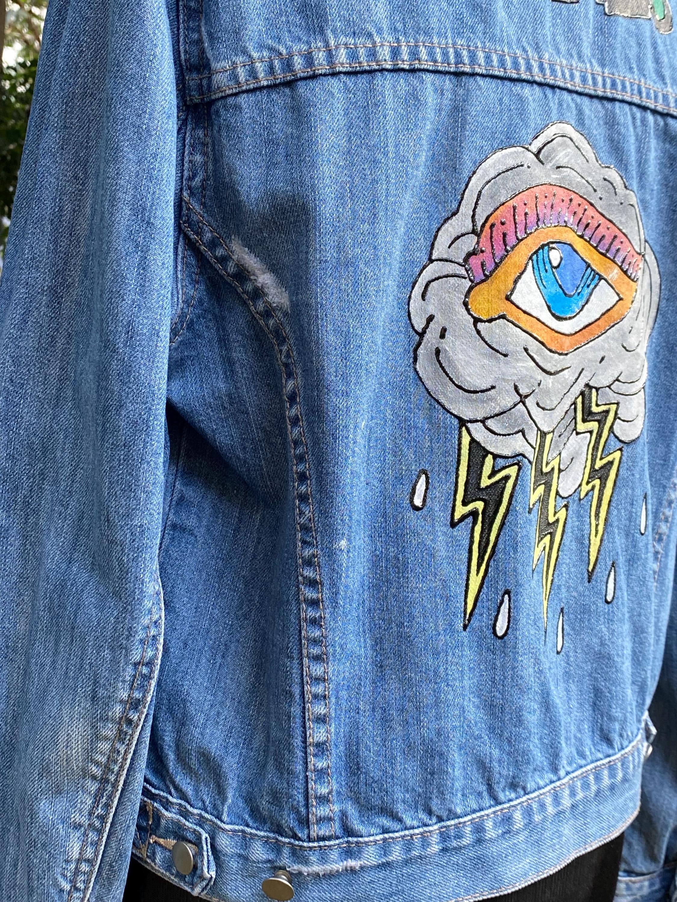 Neon stains painted denim jacket main image 0