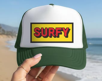 Surfy Trucker Hat - Hat for Surfers, Outdoor Enthusiasts, Beach Lovers, Summer Accessories, Beachwear, Gift for Surfers