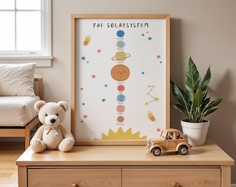 Solar System Poster for Kids – Educational Planets Chart (Digital Download)