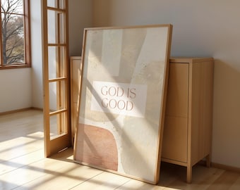 God Is Good Christian Wall Art - Inspirational Bible Quote Print, Religious Home Decor