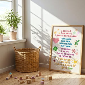 Impression affirmation pour enfants, affiche pour enfants, impression montessori, confiance en soi pour enfants, décoration éducative, état d'esprit positif pour enfants, affiche d'apprentissage