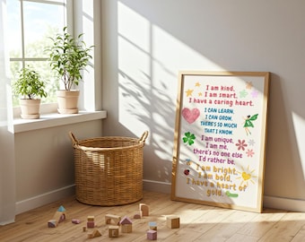 Kids Affirmation Rhyme Print, Children's Educational Decor (Digital Download)