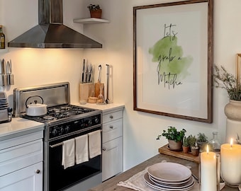 Poster con citazione Matcha – Stampa artistica sul tè verde, decorazione per cucina e bar