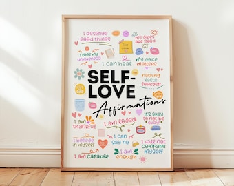 Self-Love Affirmation Art Print – Positive Mental Health Quotes