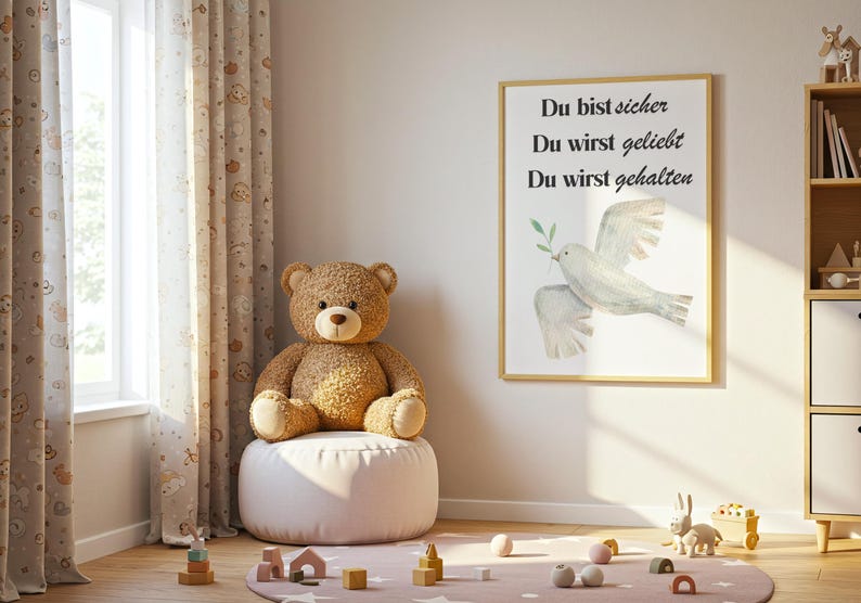 Du bist sicher Poster - Christliches Wandbild mit Taube und Zweig (Digital Nedladdning) bild 7