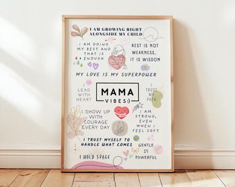 Mama Vibes Wall Art - Empowering Printable Affirmation Poster for Moms