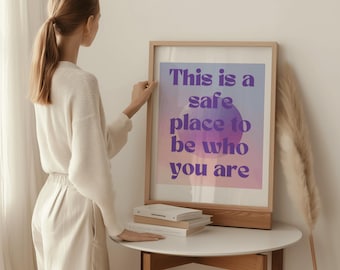 Safe Place Quote Poster – Affirmation Wall Art Print