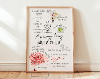 Inner Child Healing Affirmations Poster – Therapeutic Mental Health Art