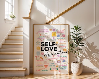 Affiche affirmant l'amour de soi - Art motivant pour la santé mentale (téléchargement numérique)