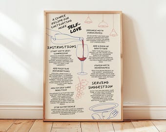 Self-Love Recipe Art Print – Positive Affirmations Poster