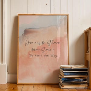 Höre auf die Stimme deiner Seele – Achtsamkeitsposter, Spirituelles Zitat, Meditationsraum-Deko, Sanftes Aquarell-Design, Digitaler Download