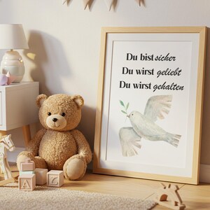 Du bist sicher Poster - Christliches Wandbild mit Taube und Zweig (Digital Nedladdning) bild 4