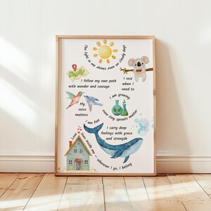 Kids Affirmation Wandkunst - Tierposter für emotionales Wachstum, Kinderzimmer- & Spielzimmerdekor, gedrucktes Motivationsposter, Montessori inspiriert