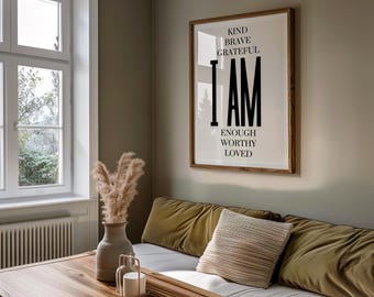 I AM Affirmation Poster – Minimalist Self-Love Wall Art