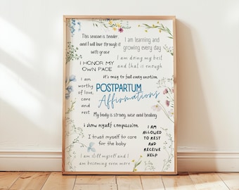 Postpartum Affirmations Poster –New Mom Gift (Digital Download)