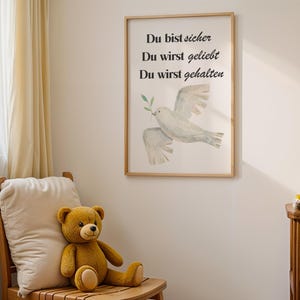Du bist sicher Poster - Christliches Wandbild mit Taube und Zweig (Digital Nedladdning) bild 6