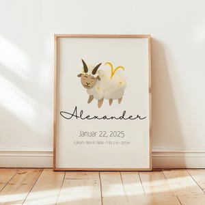 Poster digitale personalizzato con lo zodiaco di nascita - Stampa artistica da parete con il nome del bambino, decorazione per la cameretta dei bambini con il segno zodiacale, regalo per neonati, segno zodiacale personalizzato
