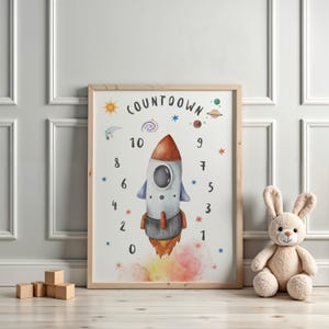 Rocket Countdown Print – Space Theme Numbers Chart (Digital Download)