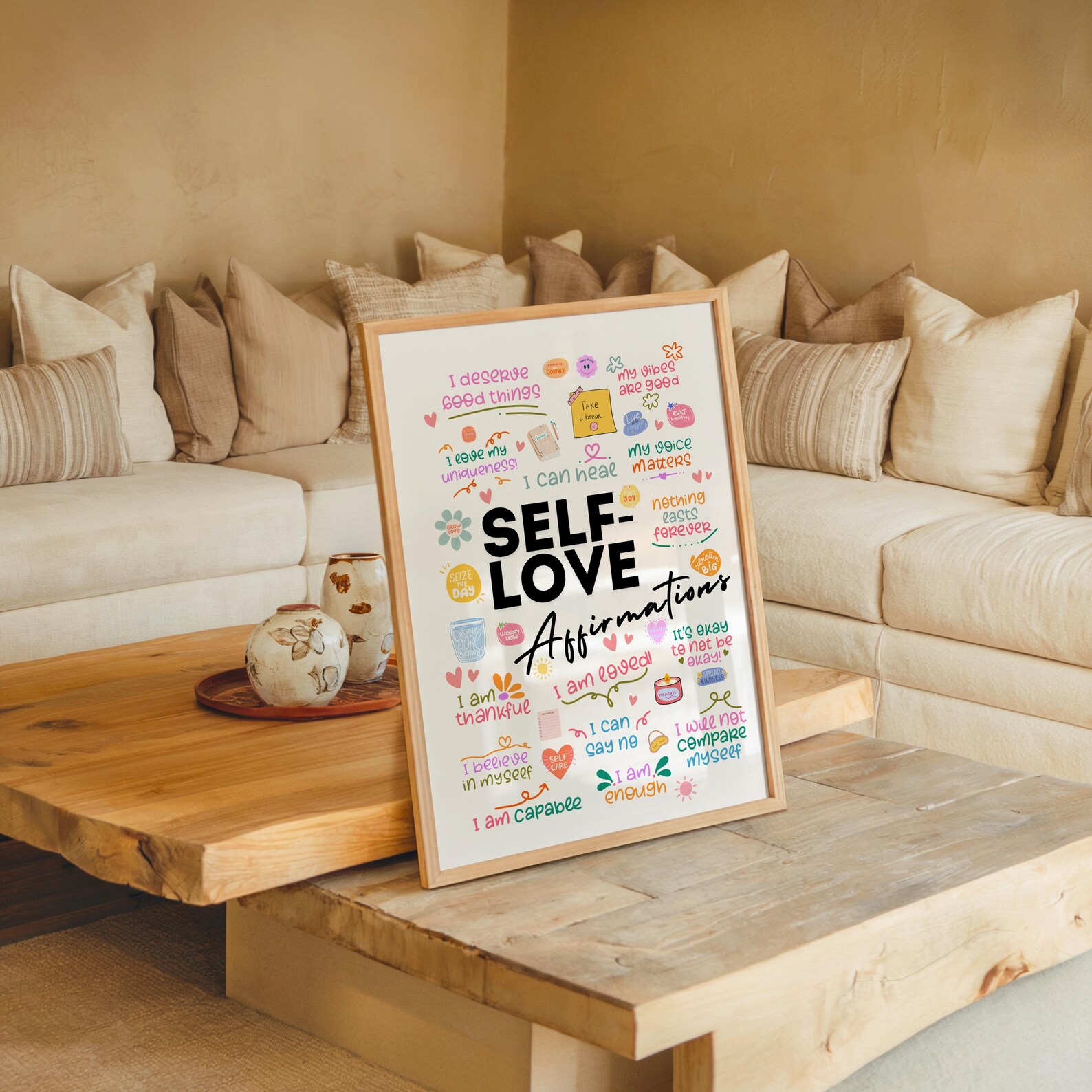 Self-love Affirmations Poster – Motivational Mental Health Art (digital ...