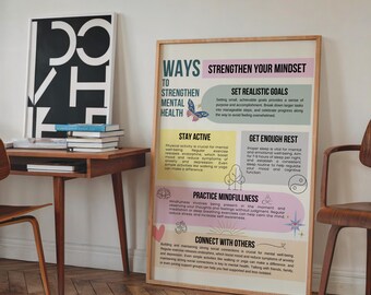 Mental Health Ways Poster – Wellness Motivation, Therapist Office Decor (Digital Download)