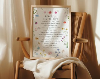 Mindfulness Tips Art Print - Self Care Decor & Flowers