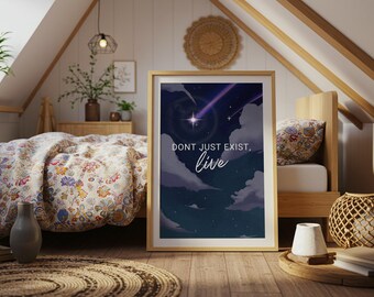 Inspirational Night Sky Quote Poster, Celestial Wall Art Print