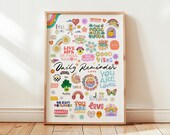 Retro Daily Affirmations Poster - Good Vibes Art (Digital Download)