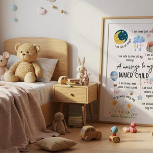 Eine Nachricht an mein inneres Kind Poster - Inspirational Affirmation Wandkunst für Kinderzimmer oder Therapie Büro - Geschenk zur emotionalen Unterstützung, Montessori