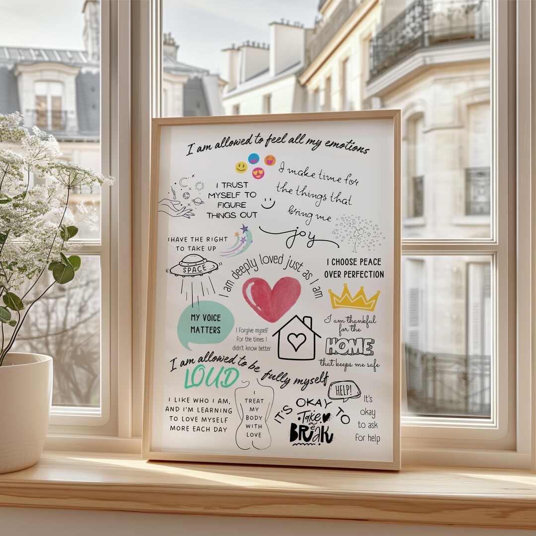 Self-love Affirmation Poster – Mental Health Therapy Art - Etsy