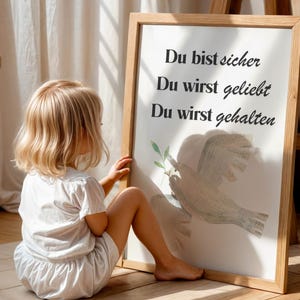 Du bist sicher Poster - Christliches Wandbild mit Taube und Zweig (Digital Nedladdning) bild 5