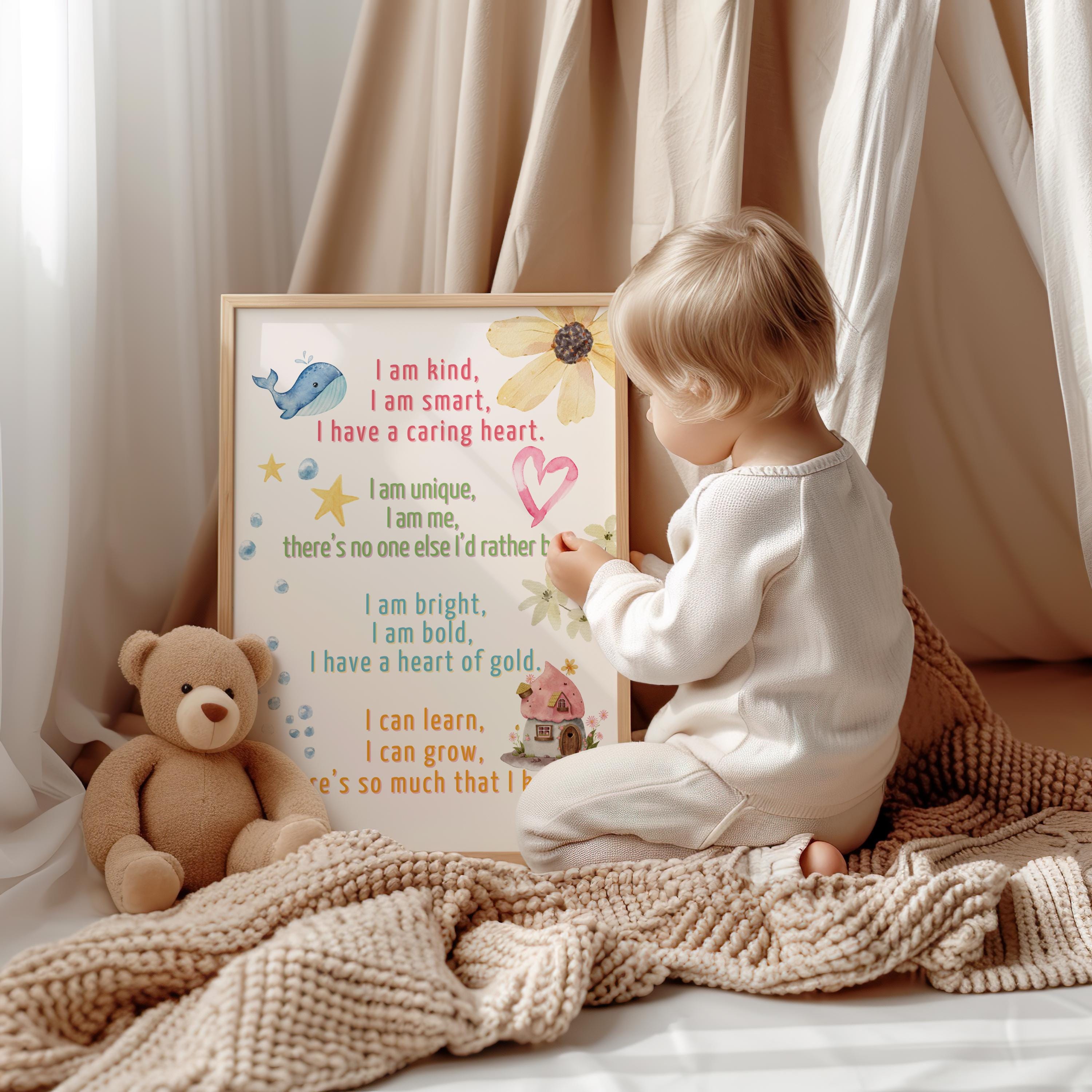 Digital Kids Affirmation Poster – I Am Kind I Am Unique – Positive ...