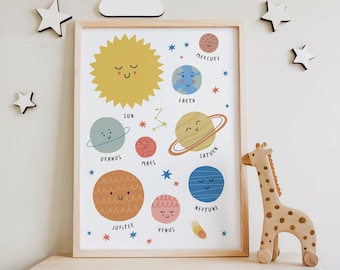 Kids Solar System Poster – Educational Space Wall Art (Digital Download)