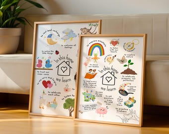 In This Home We Learn Poster Set – Gentle Parenting Prints (Digital Download)