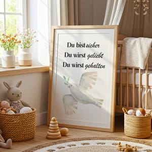 Du bist sicher Poster - Christliches Wandbild mit Taube und Zweig (Digital Nedladdning) bild 2