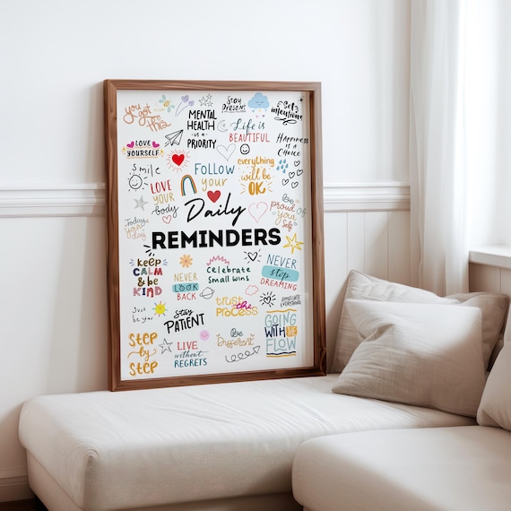 Daily Reminders Print – Mindfulness Affirmations Poster (Digital Download)