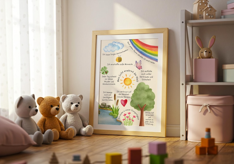 Affirmationsposter für Kinder、Positives Denken lernen、Naturillustration、Selbstliebe & Achtsamkeit、Wanddeko Kinderzimmer、Selbstvertrauen 画像 7