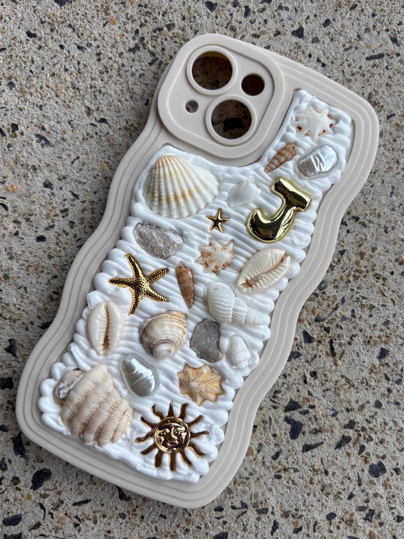 Customized iPhone case in any size - Handcrafted mosaic seashell with personalised initial by Sunny & Me - made in Australia