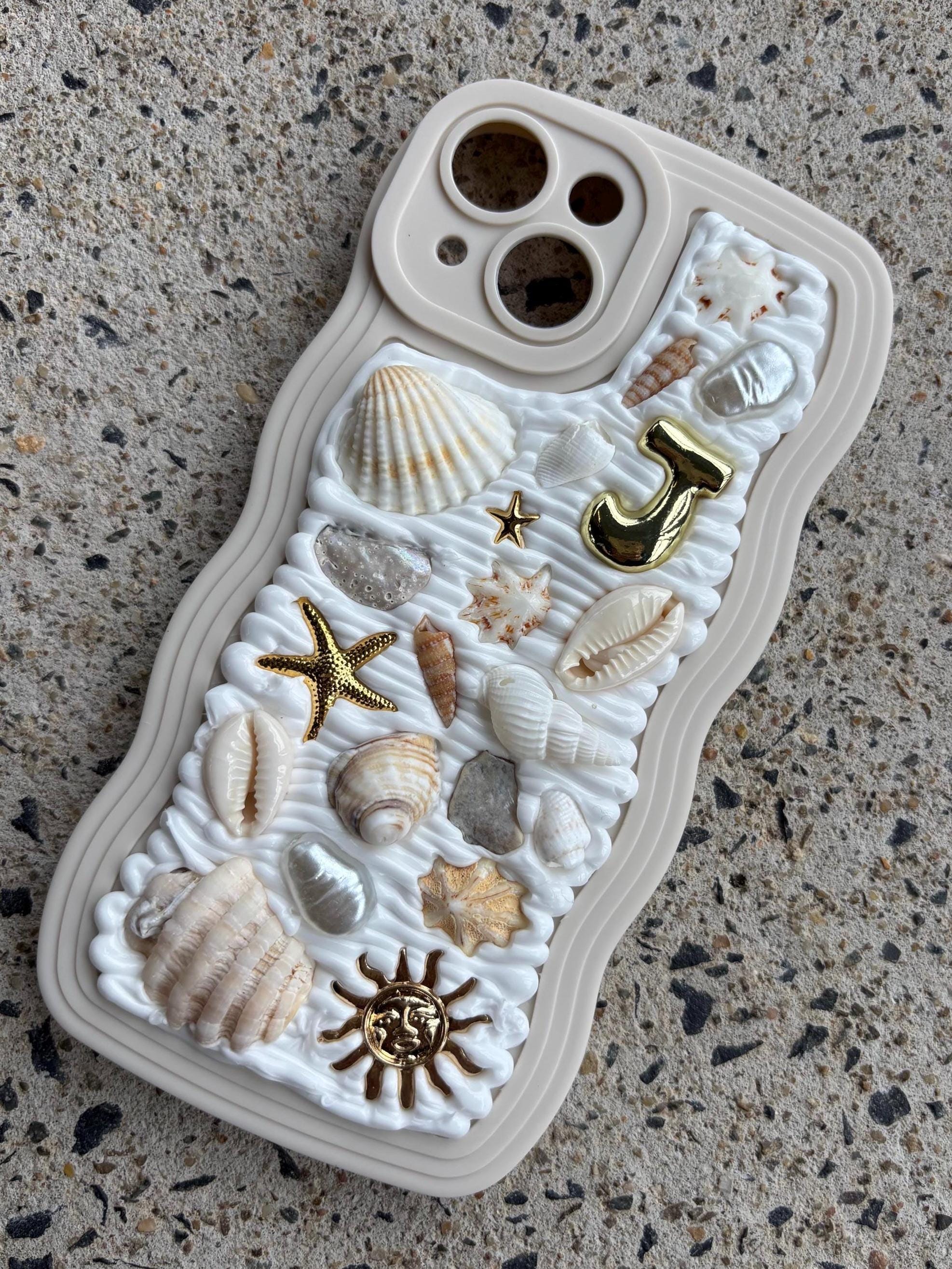 Customized iPhone case in any size - Handcrafted mosaic seashell with personalised initial by Sunny & Me - made in Australia
