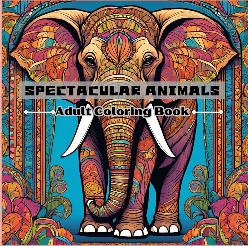 SPECTACULAR ANIMALS Adult Coloring Book Stress Reliever Book Animal ...