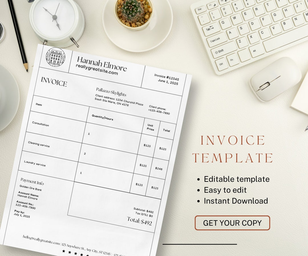 Beige Rustic Hotel Service Invoice, Beige Invoice Design, Professional ...