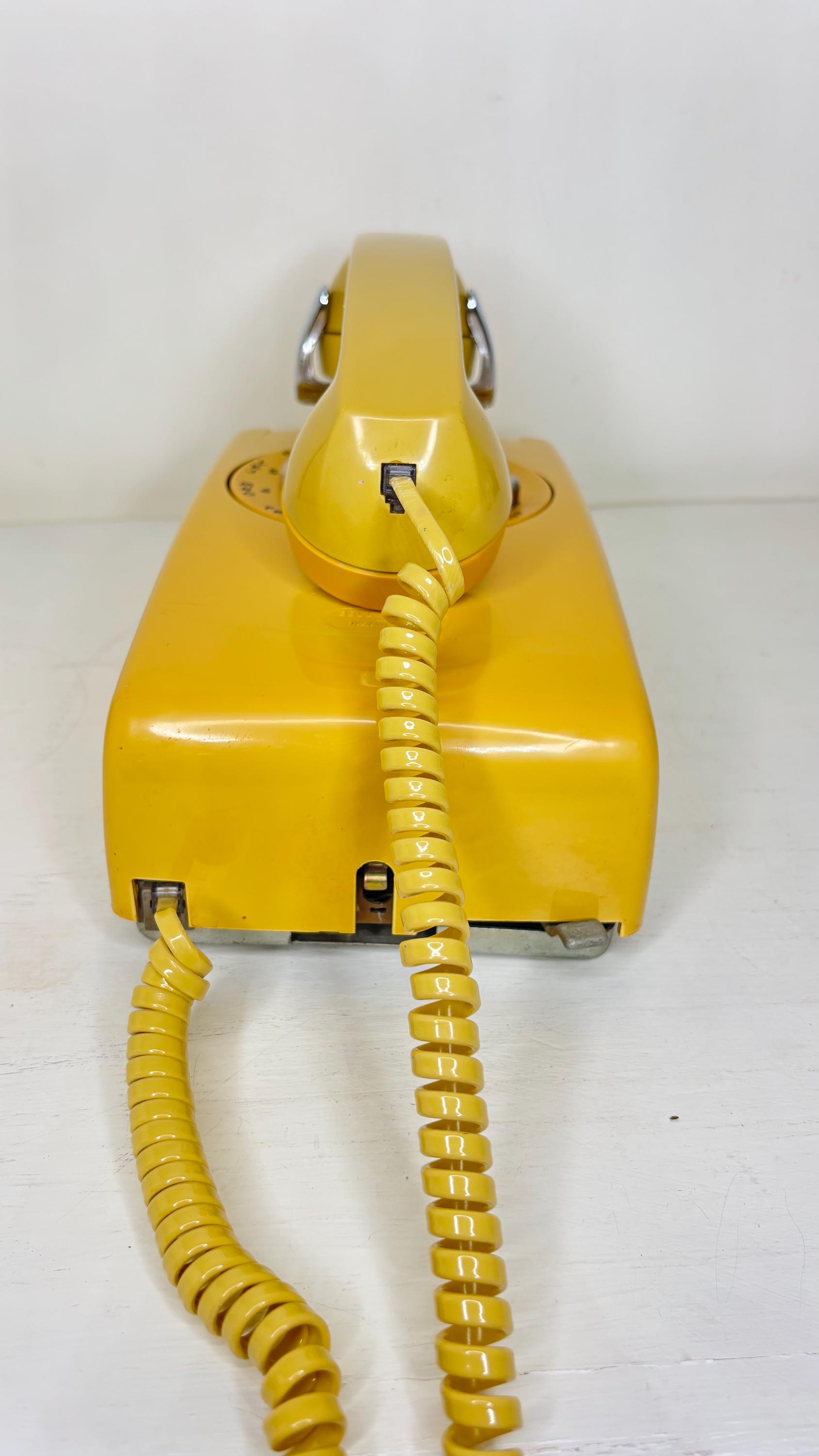 1970s Harvest Gold Rotary Wall Phone Bell System Made by Western